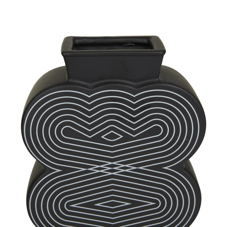 Bungalow Rose Ensemble de 2 vases de table en grès noir 2 pièces Roshon